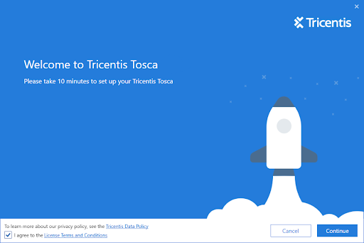 Welcome Page of Tricentis Tosca